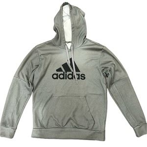 Mens Small Adidas Gray Sweatshirt Hoodie Fleece Black Logo